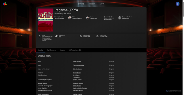 Security scan screenshot of https://www.spectra.theater/explore/production/8e19be95-8db4-5312-b741-d291cb3884cd