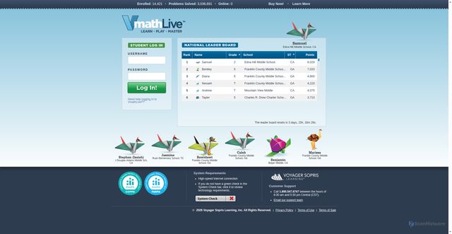 Security scan screenshot of https://vmathlive.com