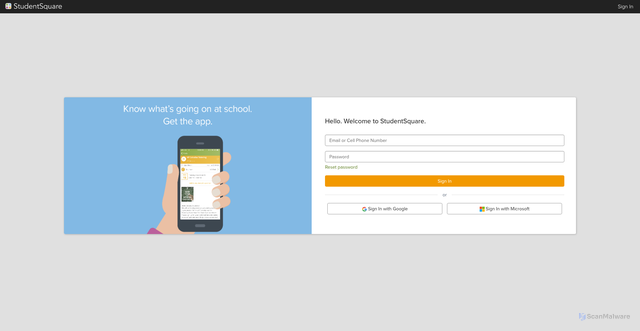 Security scan screenshot of https://mystudentsquare.com
