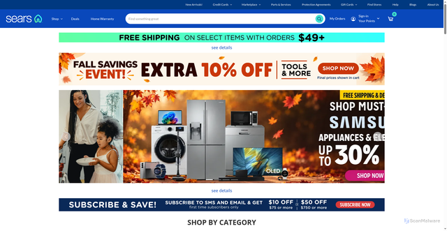 Security scan screenshot of https://sears.com