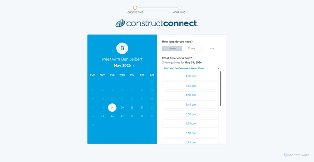 Security scan screenshot of https://meetings.hubspot.com/ben-seibert