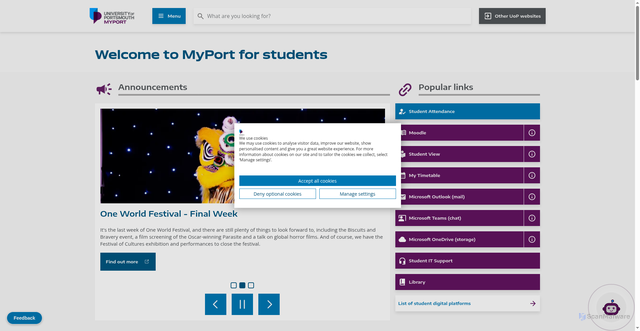 Security scan screenshot of https://myport.port.ac.uk