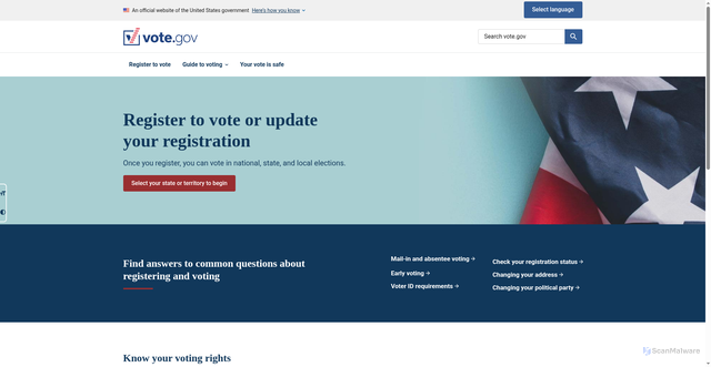 Security scan screenshot of https://vote.gov/