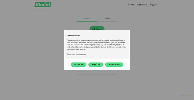 Security scan screenshot of https://mitt.vimla.se/