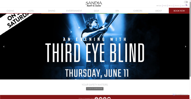 Security scan screenshot of https://www.sandiacasino.com