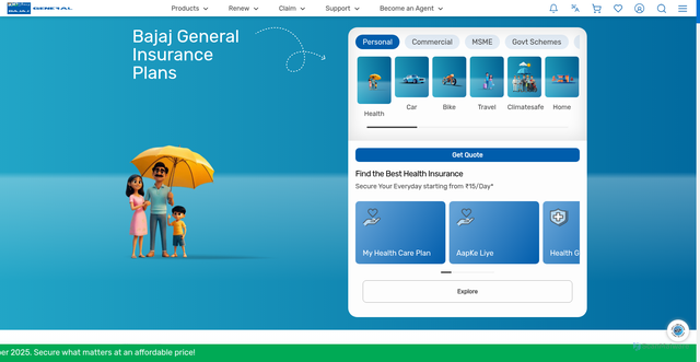 Security scan screenshot of https://bajajallianz.com