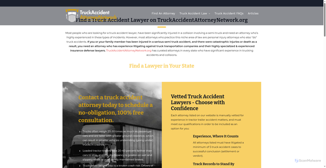 Security scan screenshot of https://www.truckaccidentattorneynetwork.org/