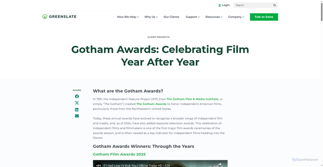 Security scan screenshot of https://greenslate.com/blog/gotham-awards-winners-nominees