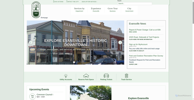 Security scan screenshot of https://evansvillewi.gov/