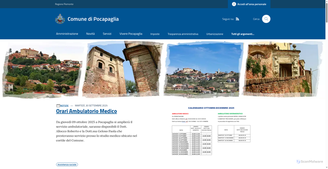 Security scan screenshot of https://www.comune.pocapaglia.cn.it/