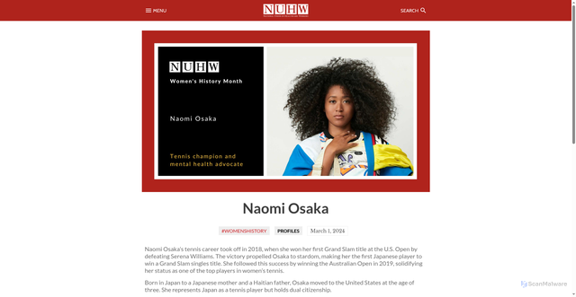 Security scan screenshot of https://nuhw.org/naomi-osaka/