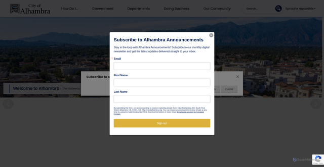 Security scan screenshot of https://alhambraca.gov/