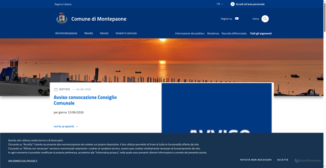 Security scan screenshot of https://comune.montepaone.cz.it