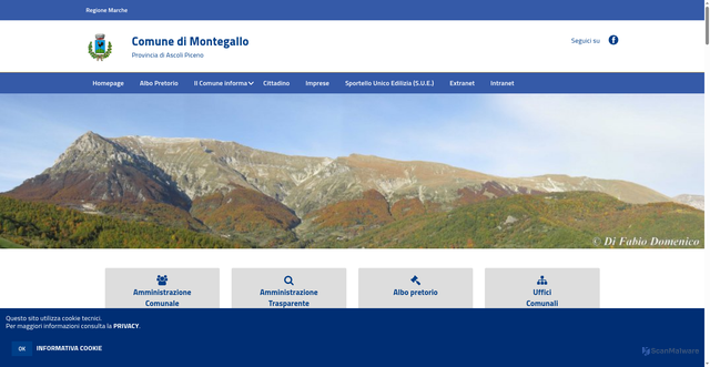 Security scan screenshot of https://www.comune.montegallo.ap.it/hh/index.php