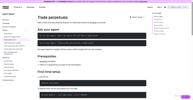 Security scan screenshot of https://metamask-docs-ldkp21iks-consensys-ddffed67.vercel.app/agent-wallet/guides/trade-perpetuals/