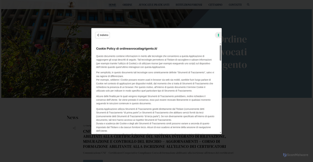 Security scan screenshot of https://ordineavvocatiagrigento.it/
