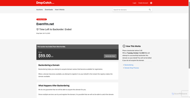 Security scan screenshot of http://evernym.net/