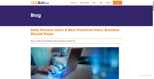 Security scan screenshot of https://www.zerodaylaw.com/blog/data-privacy-law-best-practices