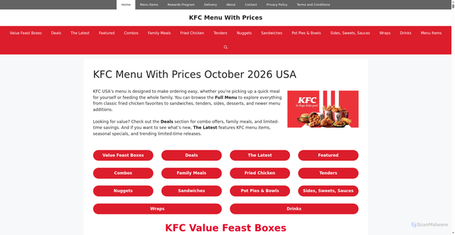 Security scan screenshot of https://www.kfmenu.com/