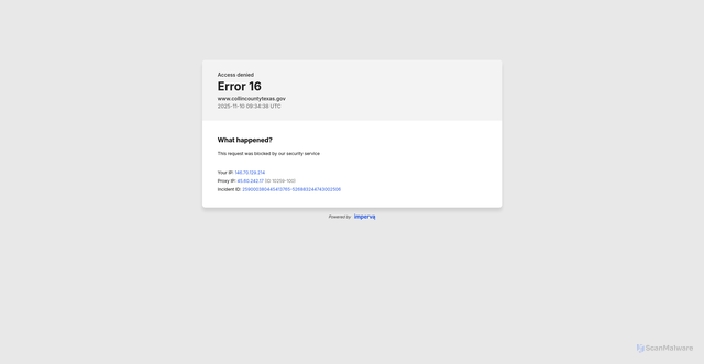 Security scan screenshot of http://www.collincountytexas.gov/