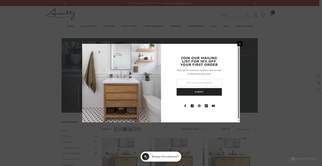 Security scan screenshot of https://www.avanity.com/collections/vanity-cabinet