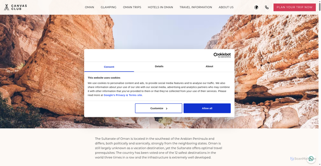 Security scan screenshot of https://www.canvascluboman.com/en/oman