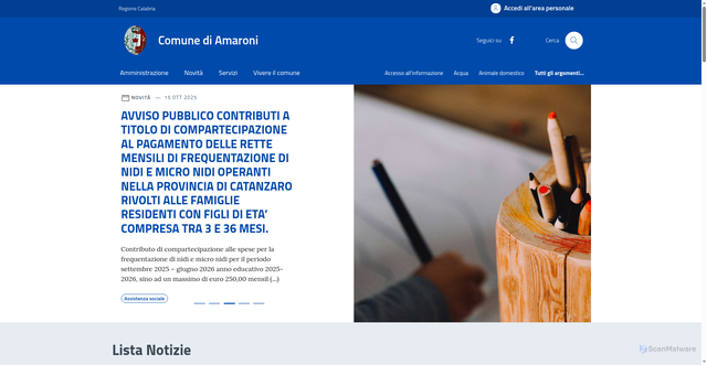Security scan screenshot of https://www.comunediamaroni.it/