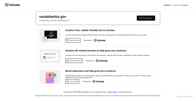 Security scan screenshot of https://vandaliaohio.gov/