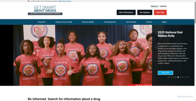 Security scan screenshot of https://getsmartaboutdrugs.gov/