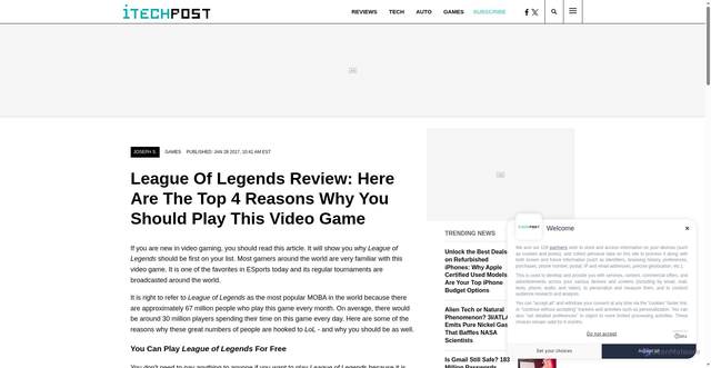 Security scan screenshot of https://www.itechpost.com/articles/78675/20170128/league-legends-review-here-top-4-reasons-why-play-video.htm