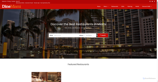 Security scan screenshot of https://dinemiami.com