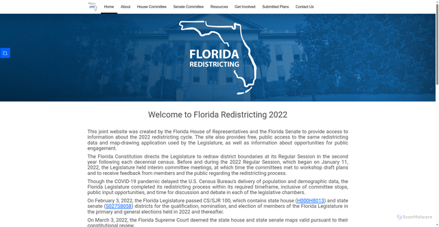 Security scan screenshot of https://www.floridaredistricting.gov/