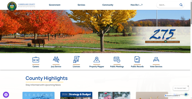 Security scan screenshot of https://cumberlandcountypa.gov/