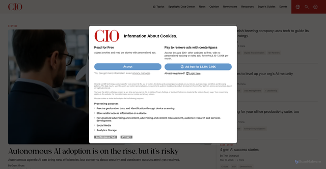 Security scan screenshot of https://cio.com
