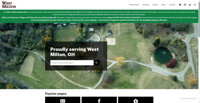 Security scan screenshot of https://www.westmiltonohio.gov/