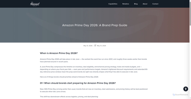 Security scan screenshot of https://harvestgroup.com/amazon-prime-day-2026-prep-guide/