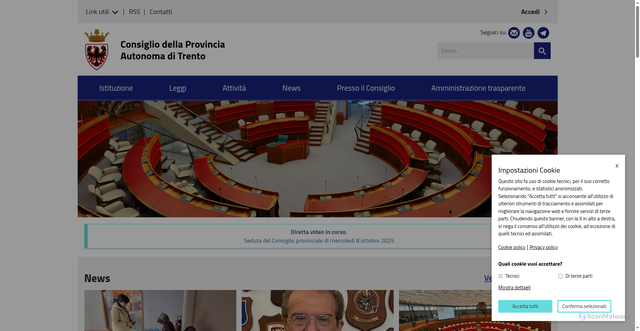Security scan screenshot of https://www.consiglio.provincia.tn.it/