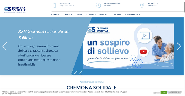 Security scan screenshot of https://www.cremonasolidale.it