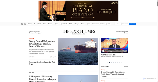 Security scan screenshot of https://www.theepochtimes.com