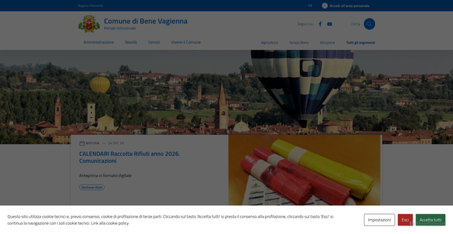 Security scan screenshot of https://comune.benevagienna.cn.it/
