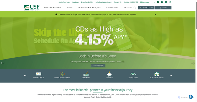 Security scan screenshot of https://usfcu.com