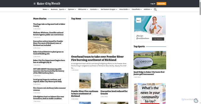 Security scan screenshot of https://bakercityherald.com/