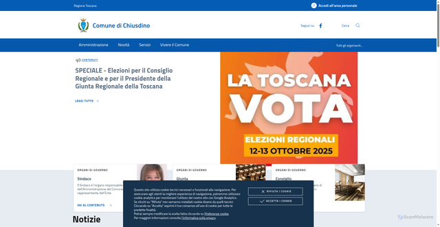 Security scan screenshot of https://www.comune.chiusdino.siena.it/