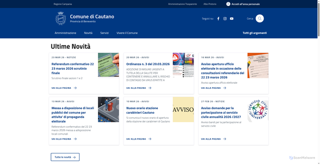 Security scan screenshot of https://www.comune.cautano.bn.it