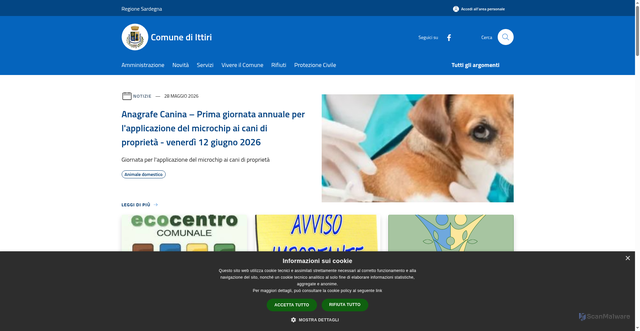 Security scan screenshot of https://www.comune.ittiri.ss.it