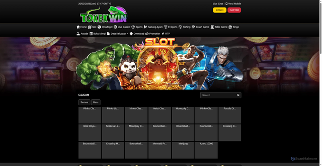 Security scan screenshot of https://ndxhewantokek1.lol/desktop/game/slot/ggsoft