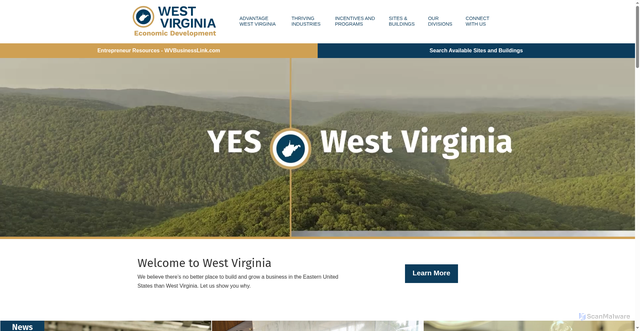 Security scan screenshot of https://westvirginia.gov/