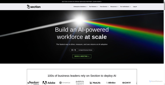 Security scan screenshot of https://links.sectionai.com
