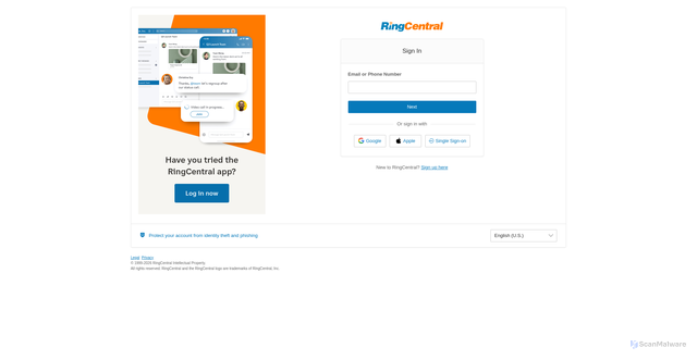 Security scan screenshot of https://service.ringcentral.co.uk