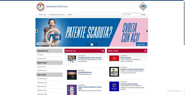 Security scan screenshot of https://ferrara.aci.it/
